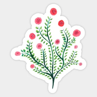 Spring Plant In Pink And Green Sticker
